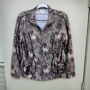 Zenergy by Chico's Leopard Print Zip Up Lightweight Jacket